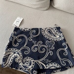 Navy Blue Patterned Women Skort